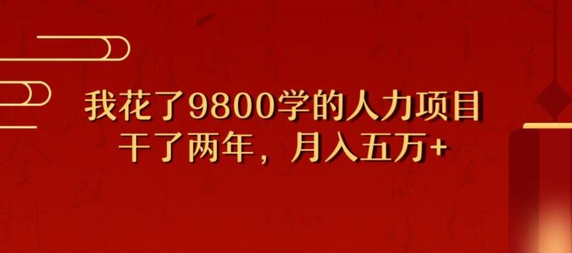 我花了9800学习，干了两年赚了70万的人力项目-huitchan网创