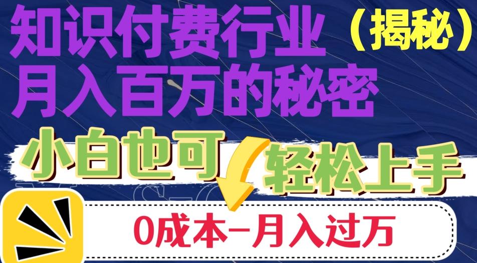 揭秘知识付费行业月入百万的秘密，小白也可轻松上手，月入过万-huitchan网创