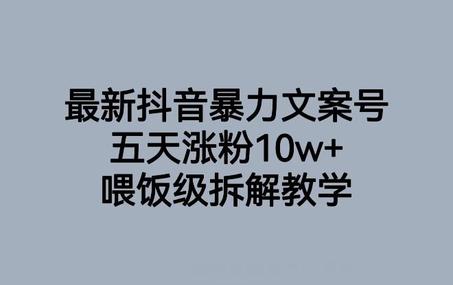 最新抖音暴力文案号，五天涨粉10w+，喂饭级拆解教学-huitchan网创