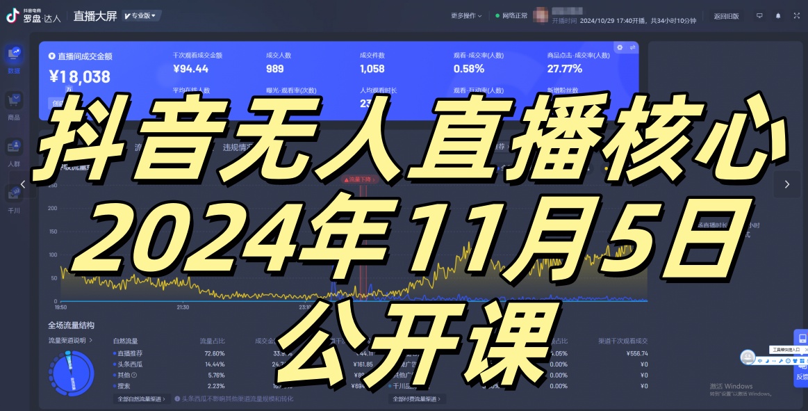 抖音无人直播核心公开课，咸鱼翻身小白可做带有睡后收入月入过万太简单【揭秘】-huitchan网创