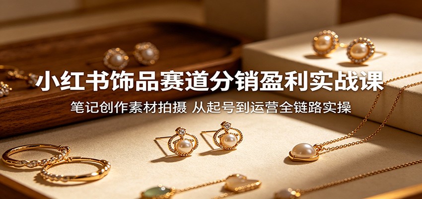 小红书饰品赛道分销盈利实战课：笔记创作素材拍摄，从起号到运营全链路实操-huitchan网创