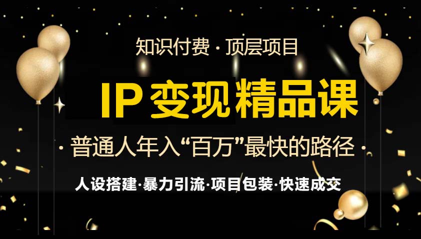 IP变现最新精品课程，知识付费全流程+最强引流术+小白避坑指南-huitchan网创