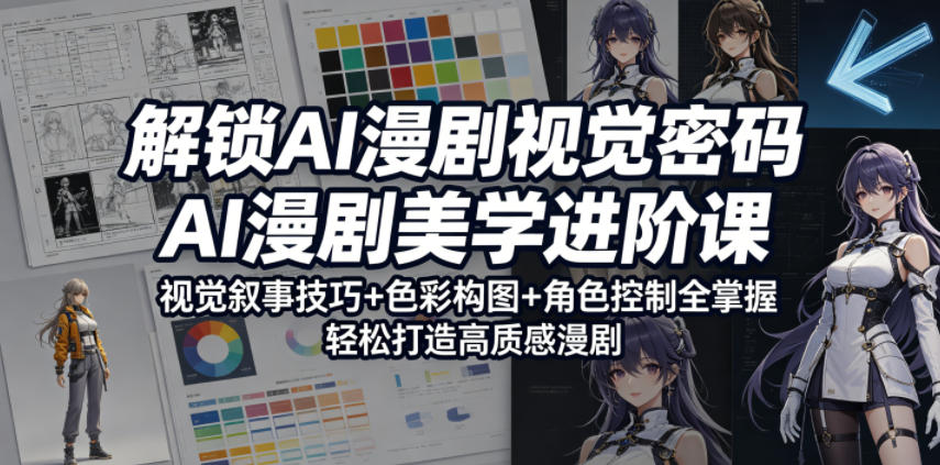 解锁AI漫剧视觉密码，AI漫剧美学进阶课，视觉叙事技巧+色彩构图+角色控制全掌握，轻松打造高质感漫剧-huitchan网创