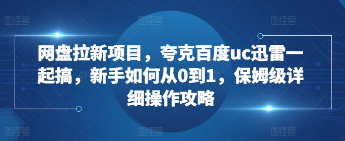 网盘拉新项目，夸克百度uc迅雷一起搞，新手如何从0到1，保姆级详细操作攻略-huitchan网创