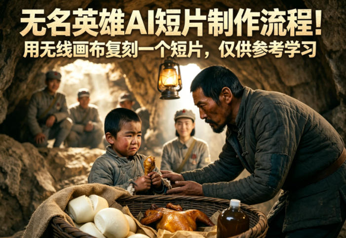 无名英雄AI短片制作流程！用无线画布复刻一个短片，仅供参考学习-huitchan网创