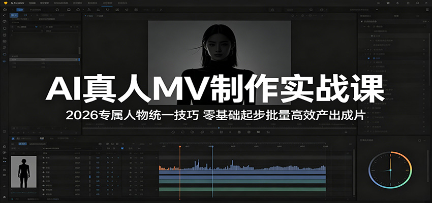 AI真人MV制作实战课：2026专属人物统一技巧，零基础起步批量高效产出成片-huitchan网创