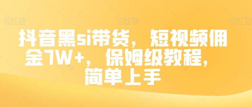 抖音黑si带货，短视频佣金7W+，保姆级教程，简单上手【揭秘】-huitchan网创