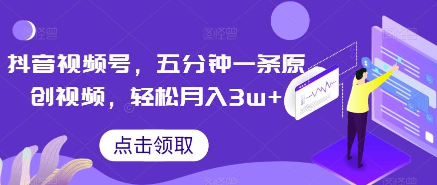 抖音视频号，五分钟一条原创视频，轻松月入3w+【独家秘诀，传授赚钱方法】【揭秘】-huitchan网创