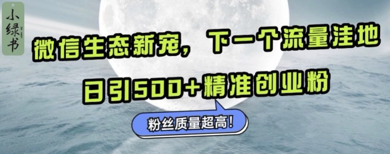 微信生态新宠小绿书：下一个流量洼地，日引500+精准创业粉，粉丝质量超高-huitchan网创