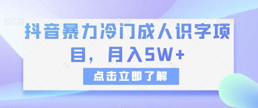 抖音暴力冷门成人识字项目，月入5W+【揭秘】-huitchan网创