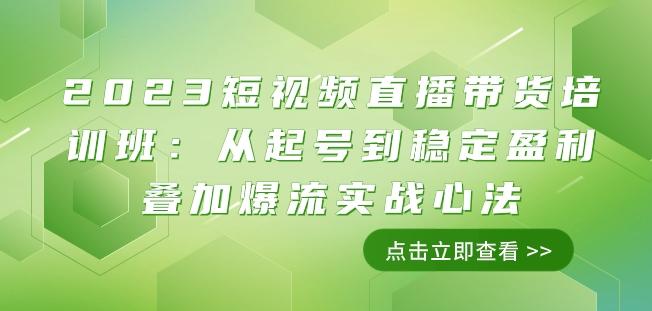 2023短视频直播带货培训班：从起号到稳定盈利叠加爆流实战心法（11节课）-huitchan网创