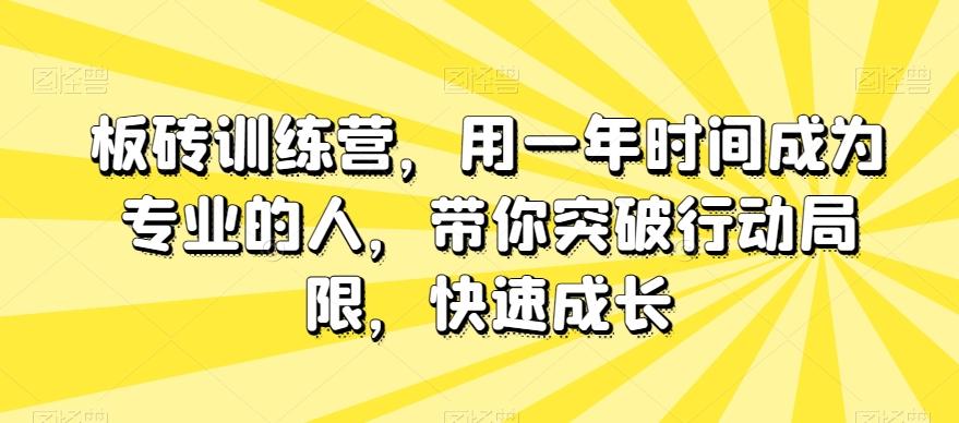 板砖训练营，用一年时间成为专业的人，带你突破行动局限，快速成长-huitchan网创