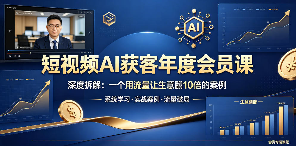 短视频AI获客年度会员课，深度拆解，一个用流量让生意翻10倍的案例-huitchan网创