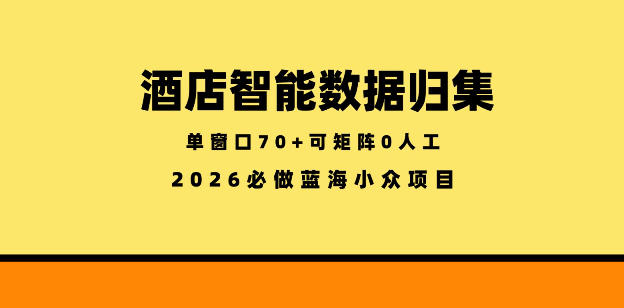 酒店智能数据归集，小众蓝海已经稳定半年之久，单窗口70+零成本矩阵开干【揭秘】-huitchan网创