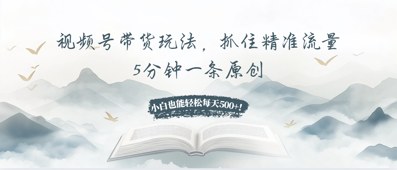 视频号带货玩法，抓住精准流量，5分钟一条原创，小白也能轻松每天500+！-huitchan网创
