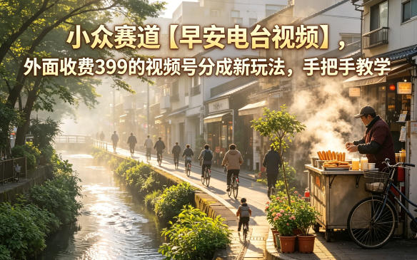 小众赛道【早安电台视频】，外面收费399的视频号分成新玩法，手把手教学-huitchan网创