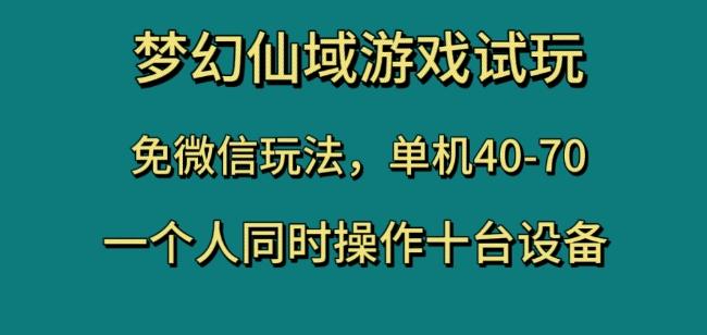 梦幻仙域游戏试玩，免微信玩法，单机40-70，一个人同时操作十台设备【揭秘】-huitchan网创