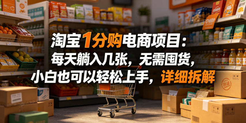 淘宝1分购电商项目：每天躺入几张，无需囤货，小白也可以轻松上手，详细拆解-huitchan网创