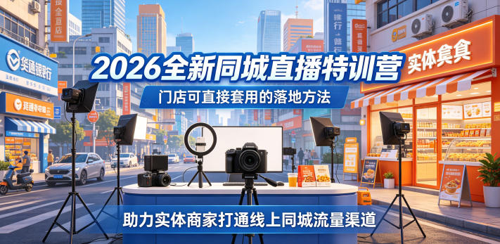 2026全新同城直播特训营，门店可直接套用的落地方法，助力实体商家打通线上同城流量渠道-huitchan网创