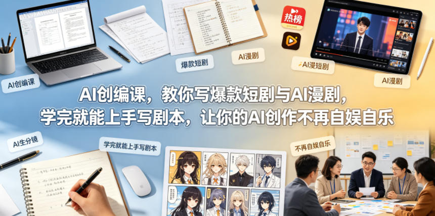 AI创编课，教你写爆款短剧与AI漫剧，学完就能上手写剧本，让你的AI创作不再自娱自乐-huitchan网创