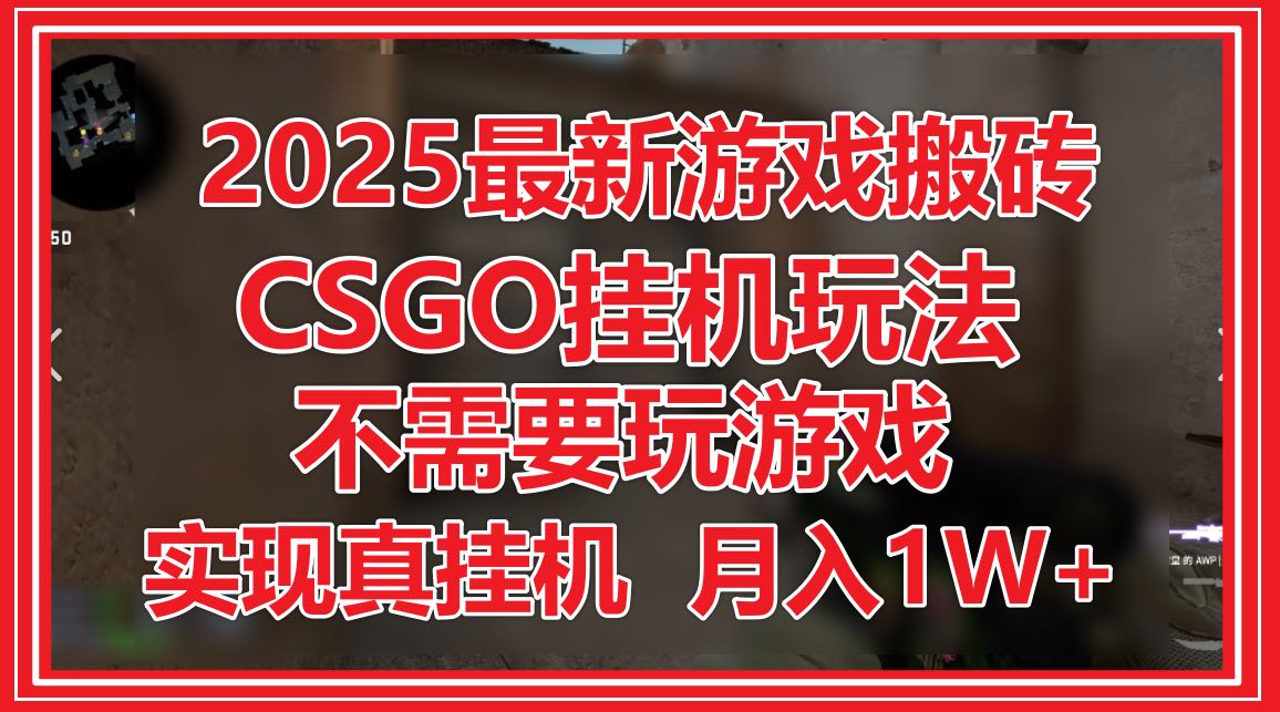2025最新游戏搬砖，CSGO挂机，不需要玩游戏，实现真挂机，月入1W+-huitchan网创