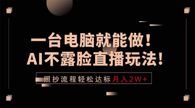 一台电脑就能做！AI不露脸直播玩法，照抄流程轻松达标月入2W+-huitchan网创