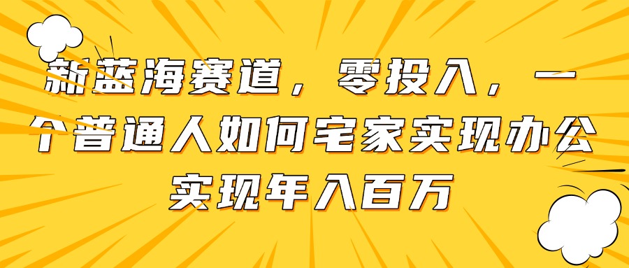 新蓝海赛道，零投入，一个普通人如何宅家办公实现年入百万-huitchan网创