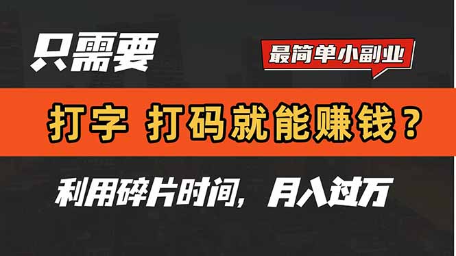 只需要打字，打码，就能赚钱？简单的赚钱小副业，利用碎片时间，月入过万-huitchan网创
