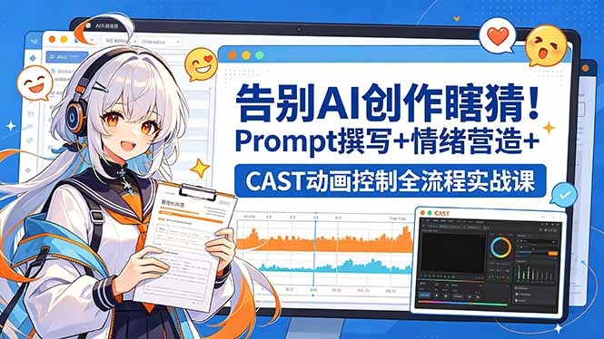 告别AI创作瞎猜！Prompt撰写+情绪营造+CAST动画控制全流程实战课-huitchan网创
