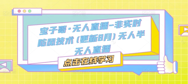 宝子哥·无人直播-非实时防风技术(更新25年7月)无人半无人直播-huitchan网创
