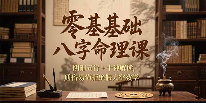零基础八字命理课，阴阳五行+十神解读，通俗易懂拒绝假大空教学-huitchan网创