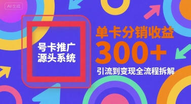 号卡推广源头系统，单卡分销收益3张+，引流到变现全流程拆解【揭秘】-huitchan网创