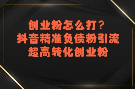 创业粉怎么打？抖音精准负债粉引流，超高转化创业粉-huitchan网创