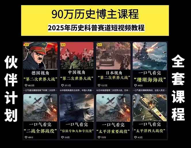 图片[1]-短视频历史赛道实战教程，手机电脑双端剪辑教程和账号运营指南与变现技巧-huitchan网创