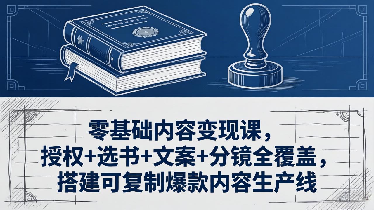 零基础内容变现课，授权+选书+文案+分镜全覆盖，搭建可复制爆款内容生产线-huitchan网创