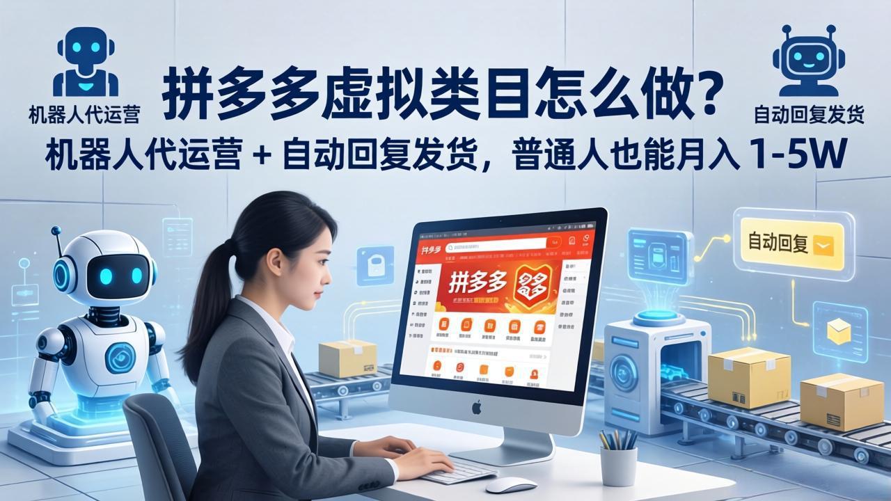 拼多多虚拟类目怎么做？机器人代运营 + 自动回复发货，普通人也能月入 1-5W-huitchan网创