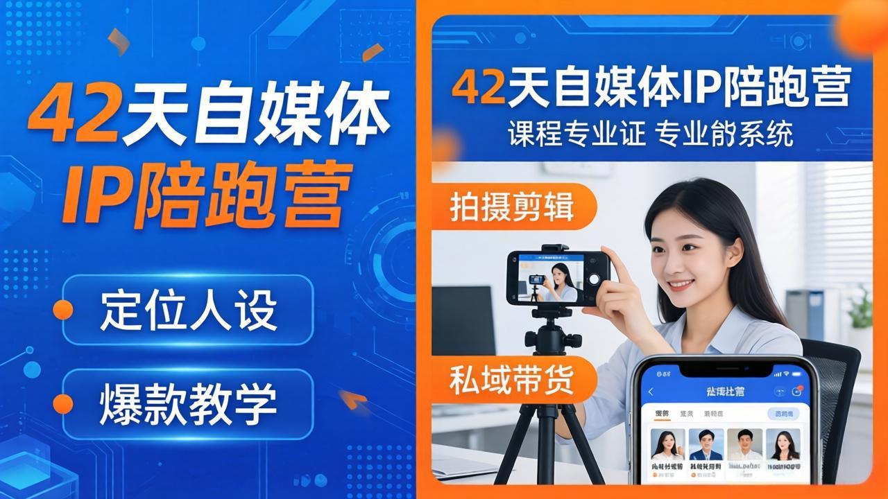 42天自媒体IP陪跑营-26年4月19更新：定位人设爆款全教学，拍摄剪辑私域带货一站式落地-huitchan网创