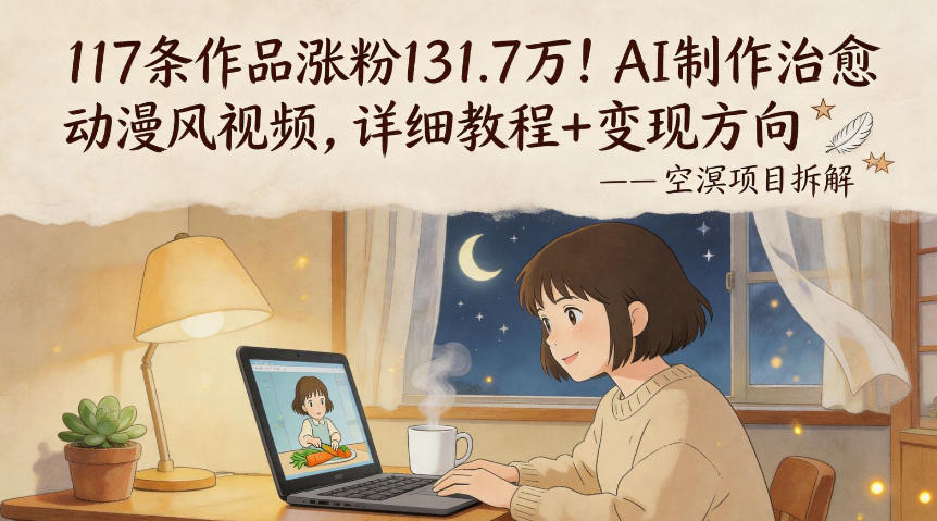 117条作品涨粉131.7W！AI制作治愈动漫风视频，详细教程+变现方向-huitchan网创