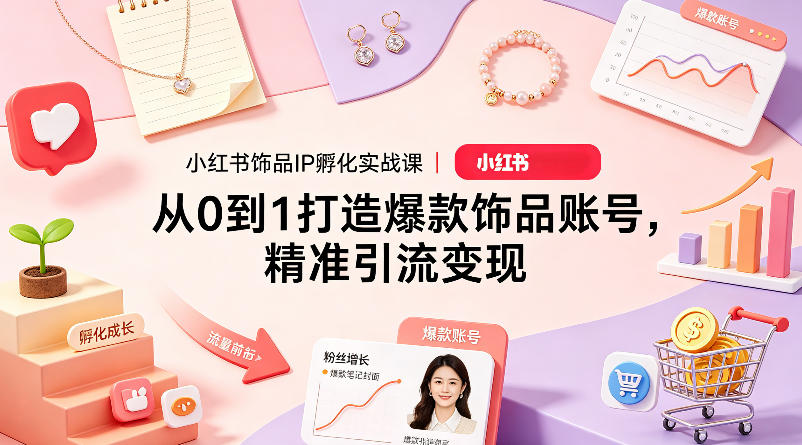 小红书饰品IP孵化实战课｜从0到1打造爆款饰品账号，精准引流变现-huitchan网创