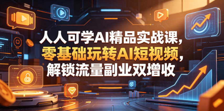 人人可学AI精品实战课，零基础玩转AI短视频，解锁流量副业双增收-FANGXZHAN网创