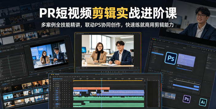 PR短视频剪辑实战进阶课，多案例全技能精讲，联动PS协同创作，快速练就商用剪辑能力-FANGXZHAN网创