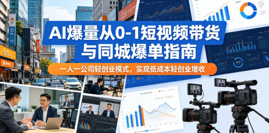 AI爆量从0-1短视频带货与同城爆单指南，一人一公司轻创业模式，实现低成本轻创业增收-FANGXZHAN网创