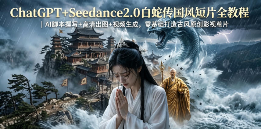 ChatGPT+Seedance2.0白蛇传国风短片全教程｜AI脚本撰写+高清出图+视频生成，零基础打造古风原创影视短片-FANGXZHAN网创