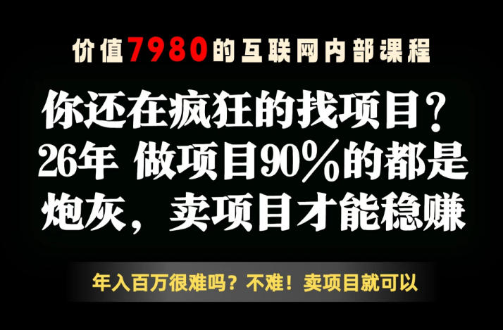 26年请不要疯狂的找项目了，卖项目远比你想象的暴利，你也可以月入10W+【揭秘】-FANGXZHAN网创