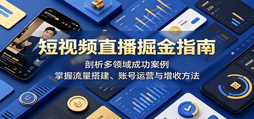 短视频直播掘金指南：剖析多领域成功案例，掌握流量搭建、账号运营与增收方法-FANGXZHAN网创