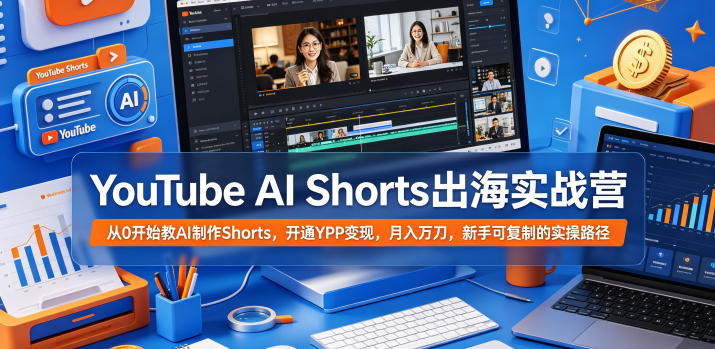 YouTube AI Shorts出海实战营，从0开始教AI制作Shorts，开通YPP变现，月入万刀，新手可复制的实操路径-FANGXZHAN网创