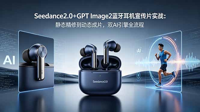Seedance2.0+GPT Image2蓝牙耳机宣传片实战：静态精修到动态成片，双AI引擎全流程-FANGXZHAN网创