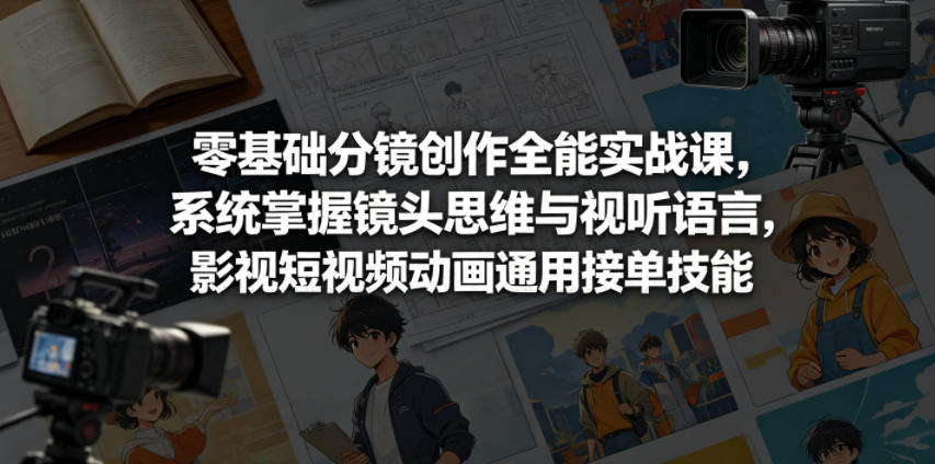 零基础分镜创作全能实战课，系统掌握镜头思维与视听语言，影视短视频动画通用接单技能-FANGXZHAN网创