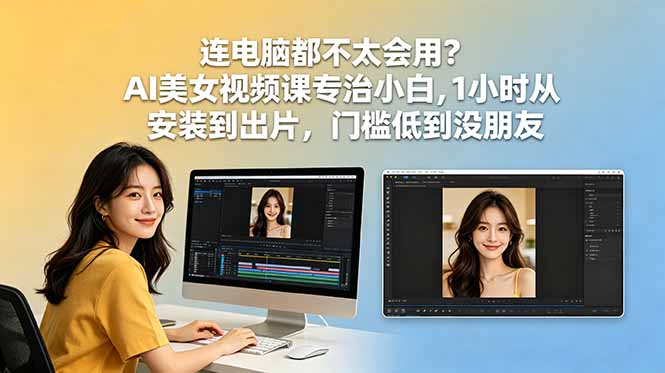 连电脑都不太会用？AI美女视频课专治小白，1小时从安装到出片，门槛低到没朋友-FANGXZHAN网创