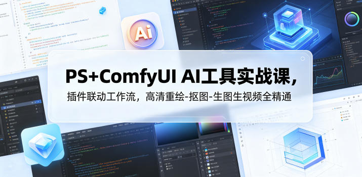 PS+ComfyUI AI工具实战课，插件联动工作流，高清重绘-抠图-生图生视频全精通-FANGXZHAN网创